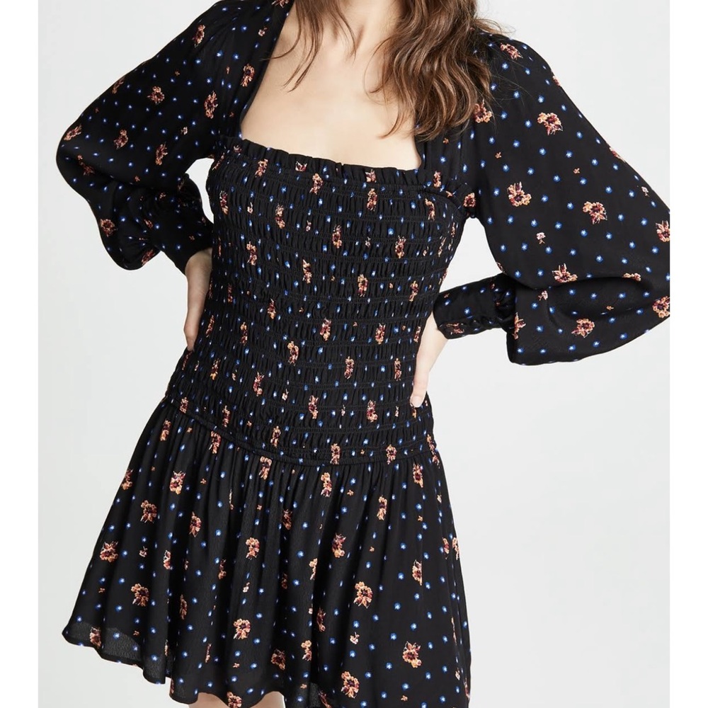 Free people two faces printed black dress size M